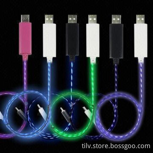 Flash light cable for iPhone 5/5S, flowing USB cable
